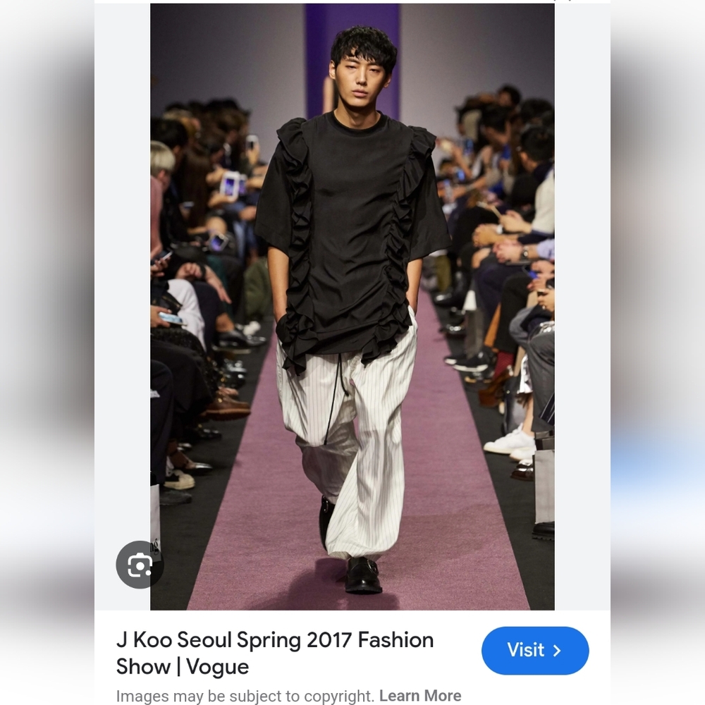 🖤 J KOO Black Ruffle Elongated Tee T-Shirt Top Mini Dress XS 6/8 K-POP Design
